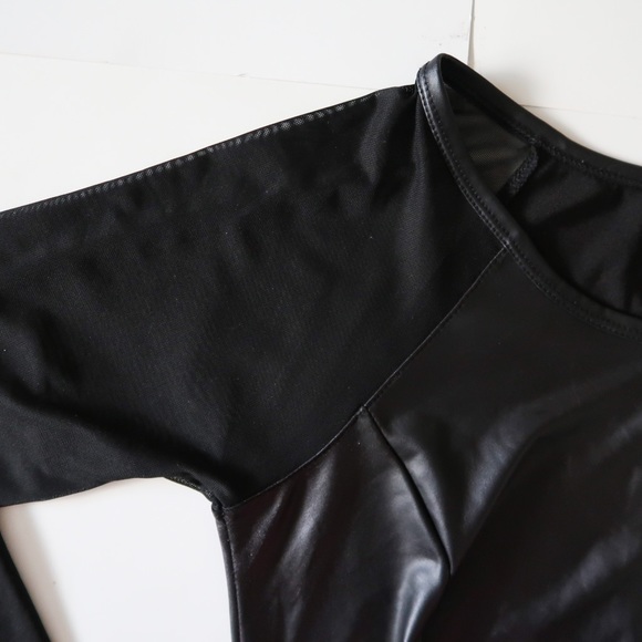 Black Sheer and Pleather Charlotte Russe Top - Picture 3 of 4
